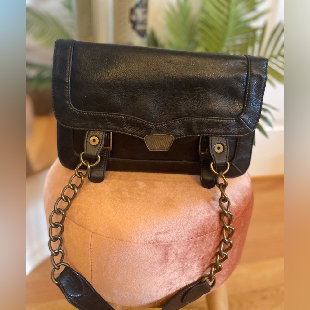 Black vegan leather purse